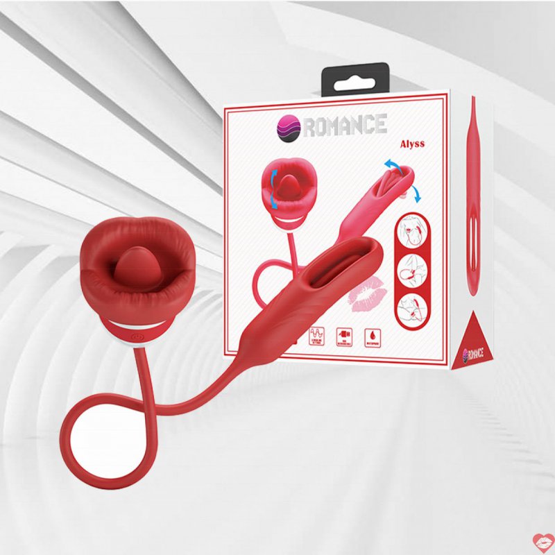 Máy Massage Âm Đạo Ngực Romance Alyss Hoa Hồng 2 Đầu Kèm Lưỡi Liếm 